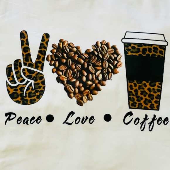 Leopard print PEACE•LOVE•COFFEE Women’s Fashion T-shirt Size S - Picture 3 of 7